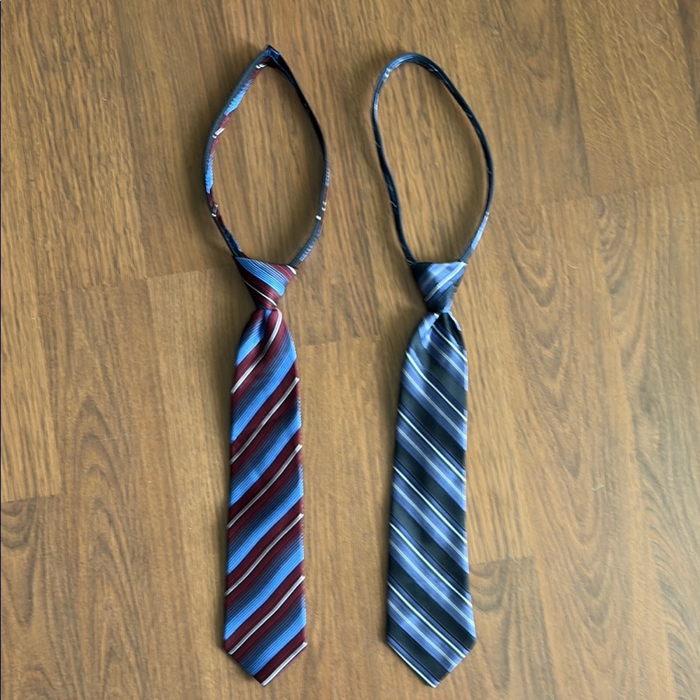Striped Red and Blue Zipper Ties 1 Silk 1 Polyester